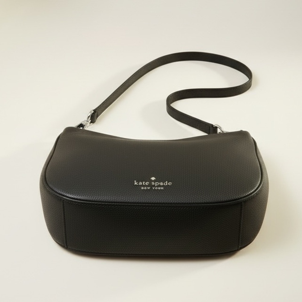Kate Spade Black Pebbled Leather Shoulder Bag NWOT Quiet Luxury Hobo - Picture 11 of 17